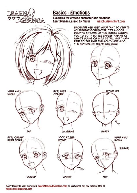 Learn Manga: emotions by *Naschi. How to draw manga face, girl face, cute kawaii drawing ...