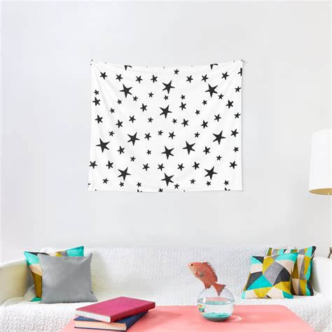 "Stars - Black on White" Tapestry by fancyashell | Redbubble