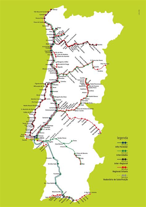 Portugal train map - Train map Portugal (Southern Europe - Europe)