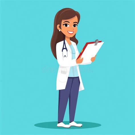 Generative AI Female Doctor Cute Character- Stock Illustration ...