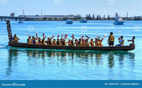 A Maori Waka, A Large Ceremonial Canoe, In The Harbour Editorial Photo | CartoonDealer.com ...