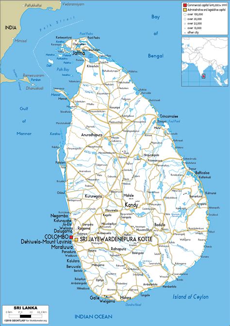 Large size Road Map of Sri Lanka - Worldometer