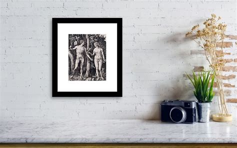 Adam and Eve Engraving Framed Print by Albrecht Durer