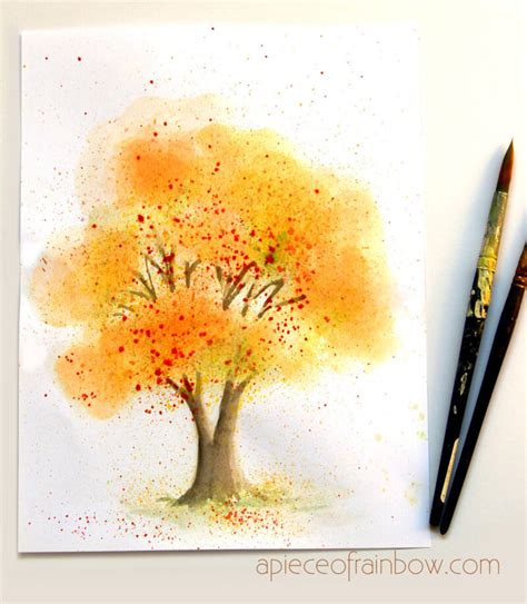 Easy Watercolor Tree Painting in Fall Colors! - A Piece Of Rainbow