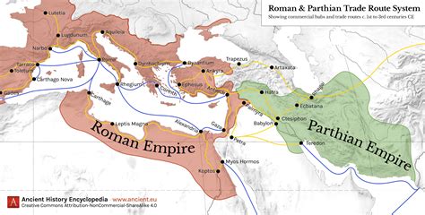 Map of Roman & Parthian Trade Routes (Illustration) - World History Encyclopedia