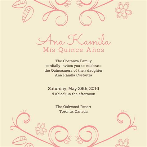 Bronze Floral Frame Quinceanera Invitation Quinceanera Invitations ...