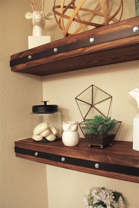 DIY Floating Shelves with Faux Rivets