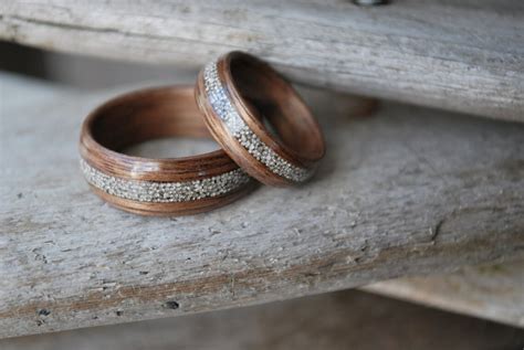 Wood Wedding Bands Silver Wedding Band Bentwood Rings | Etsy