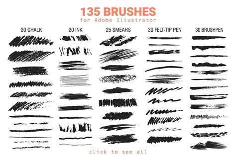 135 Vector Brushes for Illustrator | Vector brush, Illustration, Brush