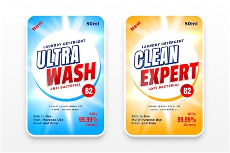 Free Vector | Laundry detergent or disinfectant labels design template