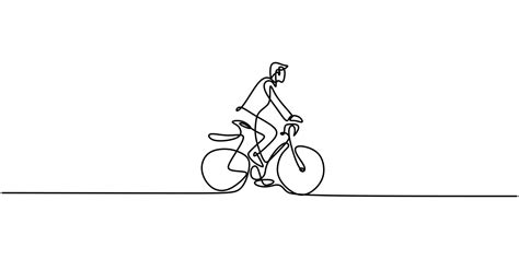 Continuous one line drawing man on a bicycle. 1903606 Vector Art at ...