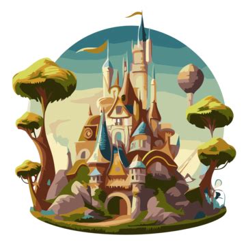 Magic Kingdom Vector, Sticker Clipart Cartoon Cartoon Castle In The ...