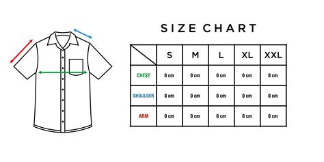 short sleeve shirt size chart template vector. Infographic table of ...