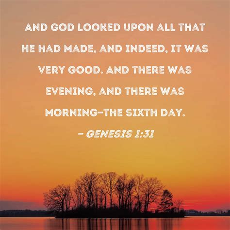 Genesis 1:31 And God looked upon all that He had made, and indeed, it ...