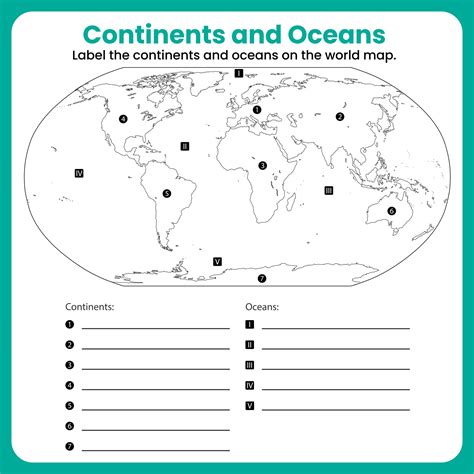 Printable Map Of Continents And Oceans