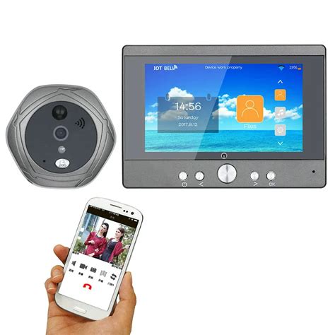 MOUNTAINONE 720P WiFi Wireless Digital Peephole Door Viewer 5" Front ...