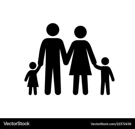 Family black silhouette icon Royalty Free Vector Image