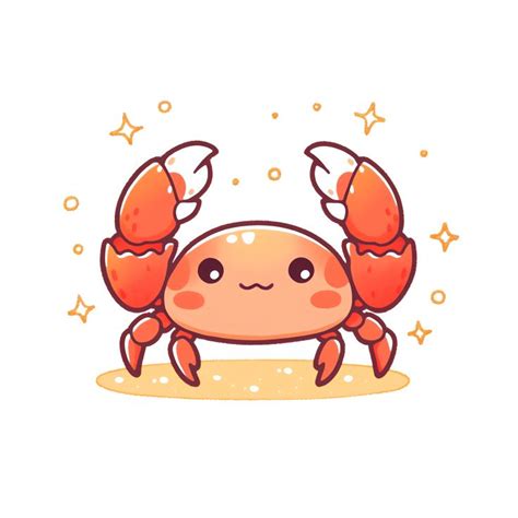 Cute Kawaii Red Crab Sticker | 귀여운 그림, 동물, 그림