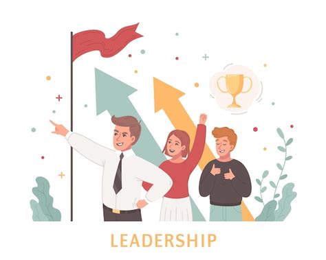 Free Vector | Leadership cartoon design concept with teamwork of ...