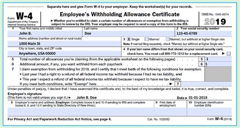 Fillable W 4 Form - Printable Forms Free Online