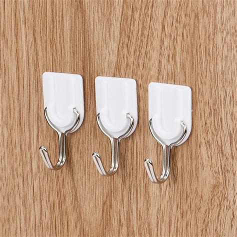 6PCS Strong Adhesive Hook Wall Door Sticky Hanger Holder Kitchen Bathroom White organizing ...