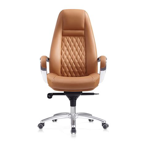 Buy Genuine Leather Office Chair with High Back Aluminum Swivel Base Ergonomic Synchro-Tilt ...