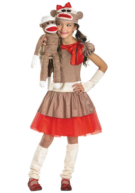 Girls Sock Monkey Costume