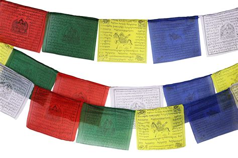 Tibetan Prayer Flag 10 x 10 Inches Large Roll of 25 Flags - Traditional Design with 5 Element ...