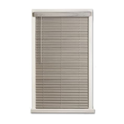 A + r 2-in Cordless Driftwood Gray Faux Wood Blinds (Common: 34-in ...