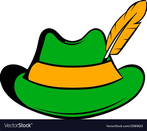 Green hat with a feather icon cartoon Royalty Free Vector