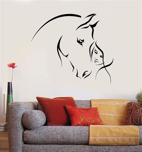 Vinyl Wall Decal Abstract Horse Head Girl Pet Animal Stickers (1900ig) | eBay | Horse wall ...