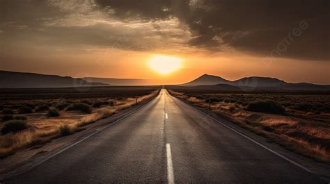 An Empty Road At Sunset In A Desert Background, Picture Of Open Road, Road, Open Background ...