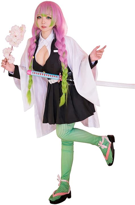 Cosplay Life Kanroji Mitsuri Demon Slayer Complete Anime Costume Set Kimono Cardigan Tanjiro ...