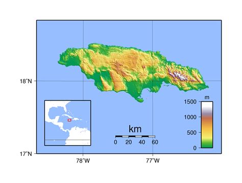 Large physical map of Jamaica | Jamaica | North America | Mapsland | Maps of the World