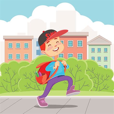 Royalty Free School Boy Walking Clip Art, Vector Images & Illustrations ...