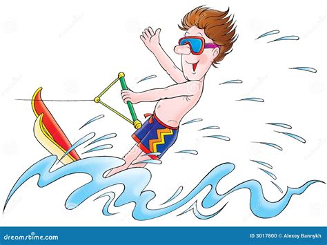 Water Skier, Black Silhouette, Vector Icon | CartoonDealer.com #214958472