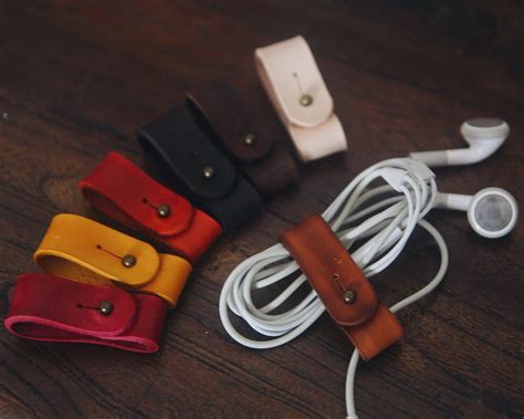 Leather Cord Organizer iphone Cord Holder Cable Holder