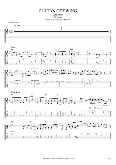 Sultans of Swing (Live) Tab by Dire Straits (Guitar Pro) - Full Score | mySongBook