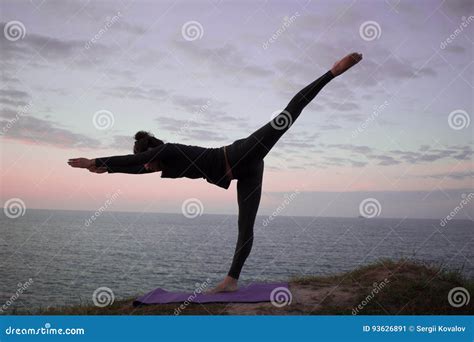 Morning Yoga of Young Woman. Stock Image - Image of training, stretching: 93626891