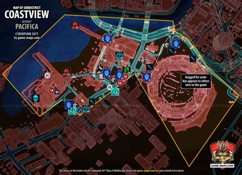 Map of Coastview in Pacifica District for Cyberpunk 2077 | Cyberpunk 2077, Cyberpunk, Fantasy map