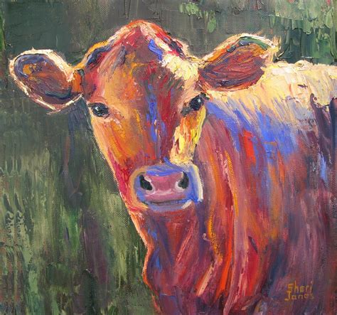 Artists Of Texas Contemporary Paintings and Art: Painted Cow, Contemporary Cow Painting by Sheri ...