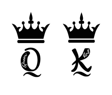 Premium Vector | King Queen crown black tattoo calligraphy sign.K and Q ...