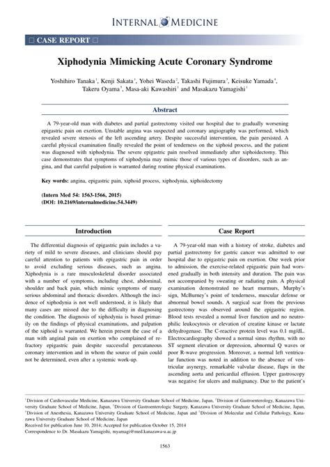 (PDF) Xiphodynia Mimicking Acute Coronary Syndrome