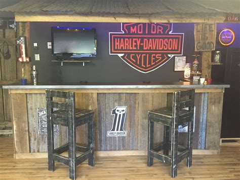 Garage Bar, Man Cave, Basement Bars, Rustic Bar, Harley Davidson Bar | Garage bar, Rustic bar ...