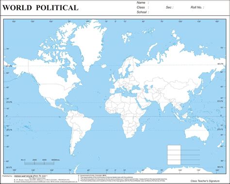 World Map Outline A4 Printable