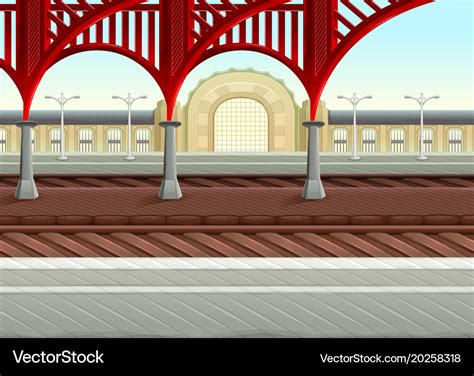 View on railways in the train station Royalty Free Vector