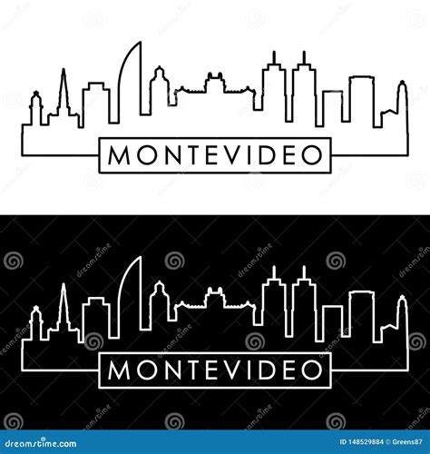 Montevideo Skyline, Monochrome Silhouette. Cartoon Vector | CartoonDealer.com #162183601