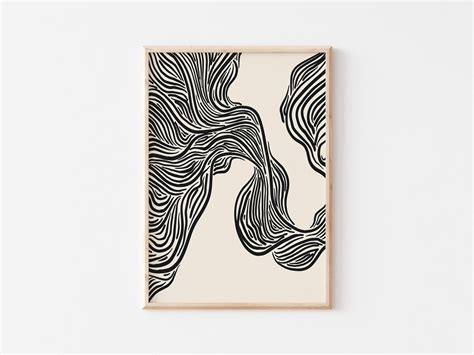 Abstract Art Print Printable Line Art Poster Wavy Lines - Etsy