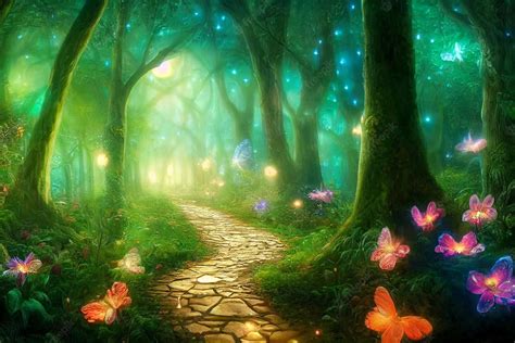 Download Magical Forest With Glowing Butterflies Wallpaper | Wallpapers.com