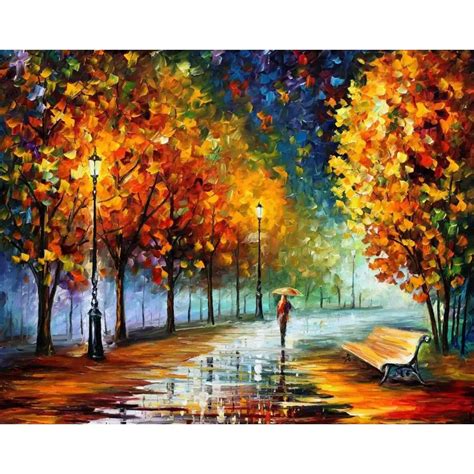 Landscape Modern paintings with Palette knife art oil on Canvas fall ...